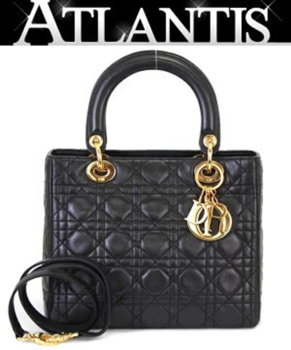 Christian Dior Lady Cannage Bag Black Lambskin